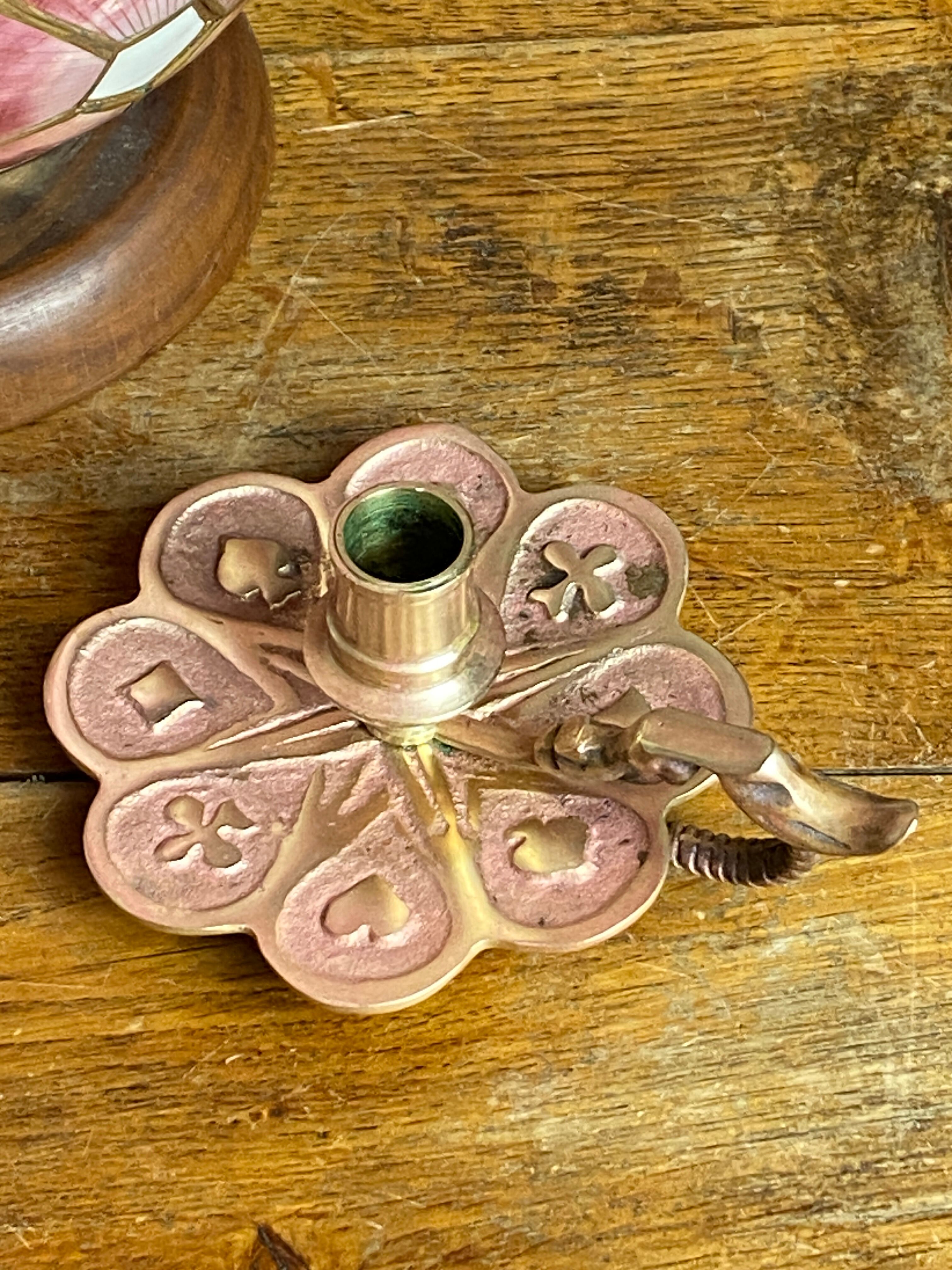 Bronze candlestick, card game decoration