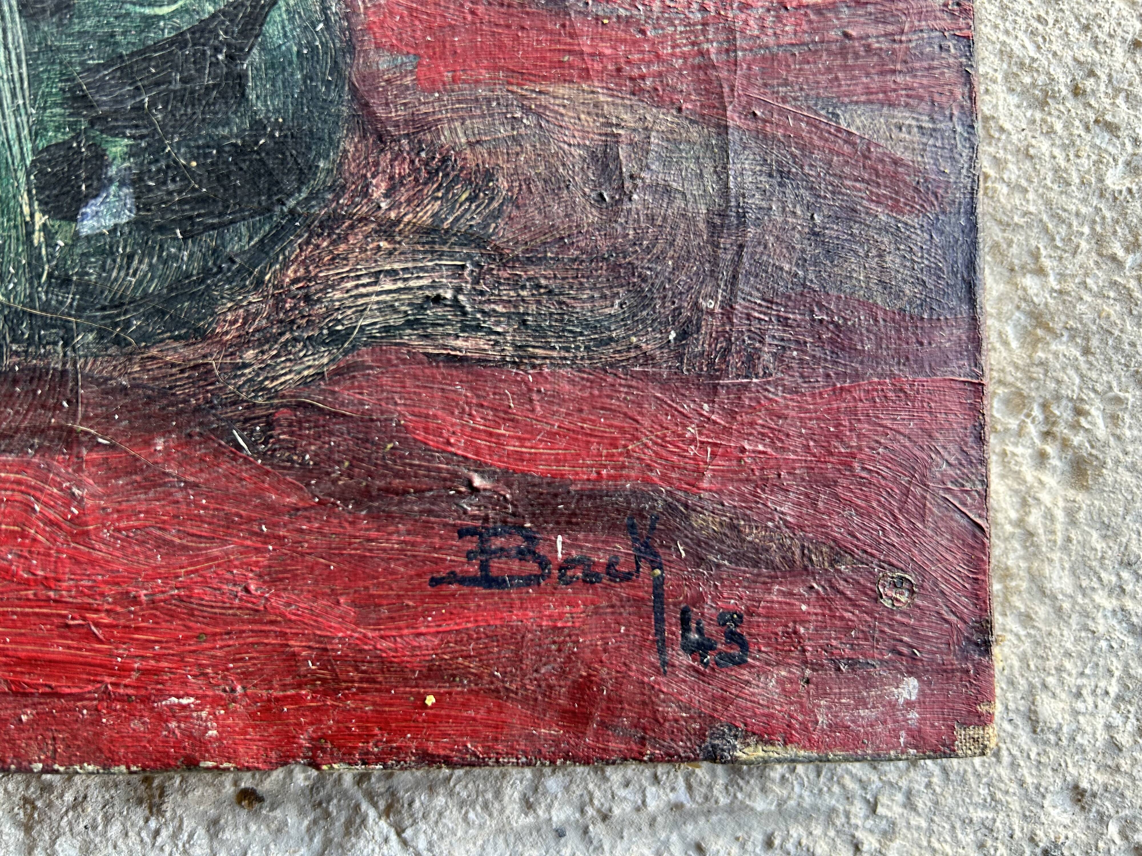 Tableau ancien signé Back, 1943