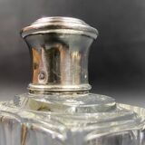 Art Deco crystal bottle with solid silver Minerva frame