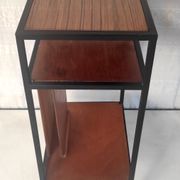 Table d’appoint moderniste métal et bois années 50-60