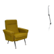 Vintage armchair in fabric and metal compass legs, circa 1950.