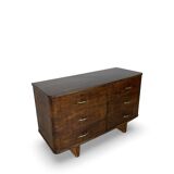 A vintage Italian chest of drawers, made of veneered walnut and solid wood,