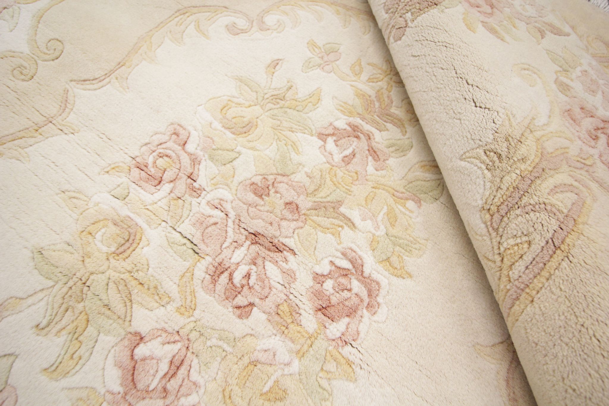 Tapis de laine chinoise orientale de crème fait main 124x182cm