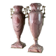 Paire d’urnes en marbre rose et bronzes dorés