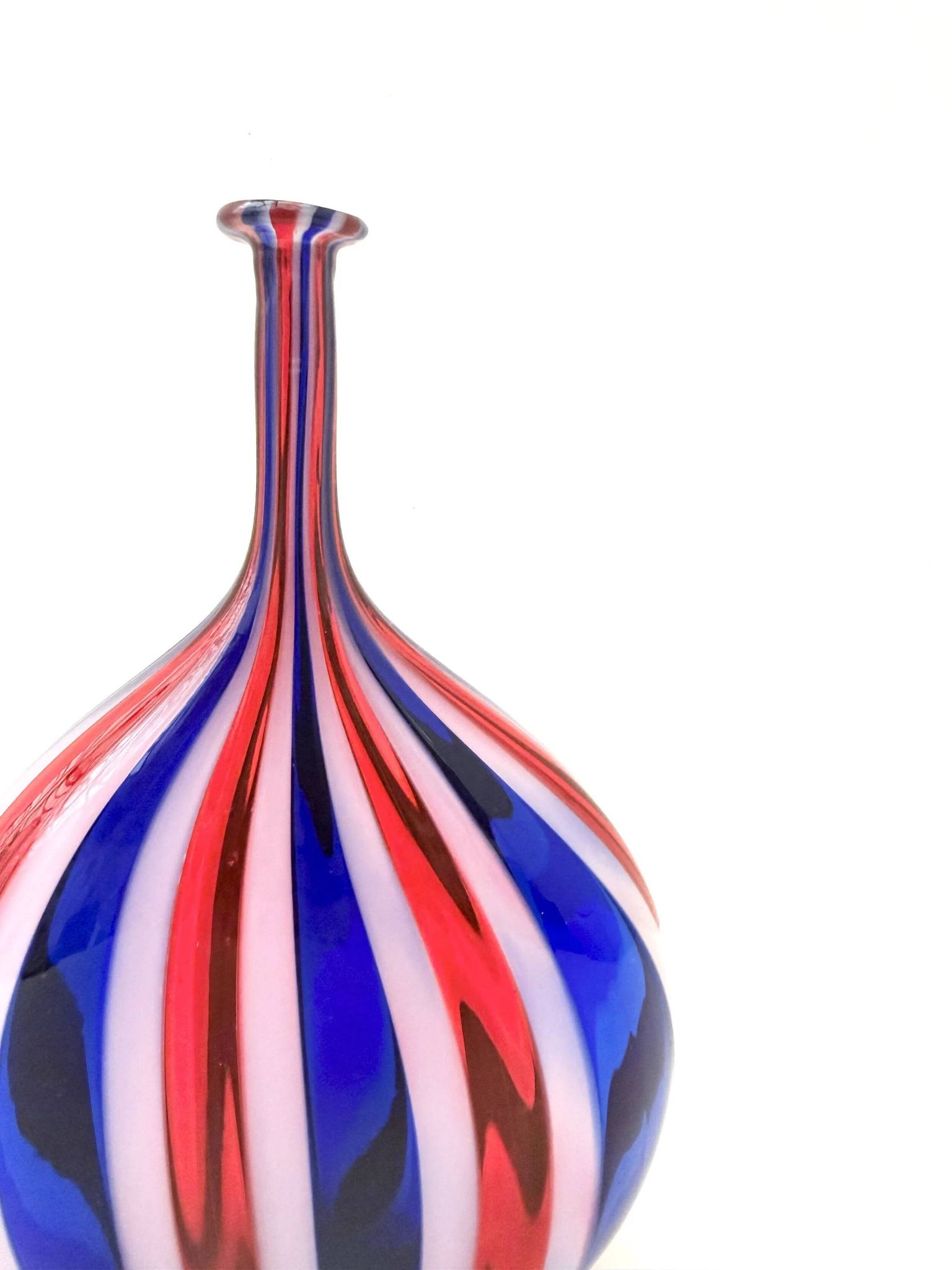 Vase de Murano en verre soufflé multicolore, Italie 1970