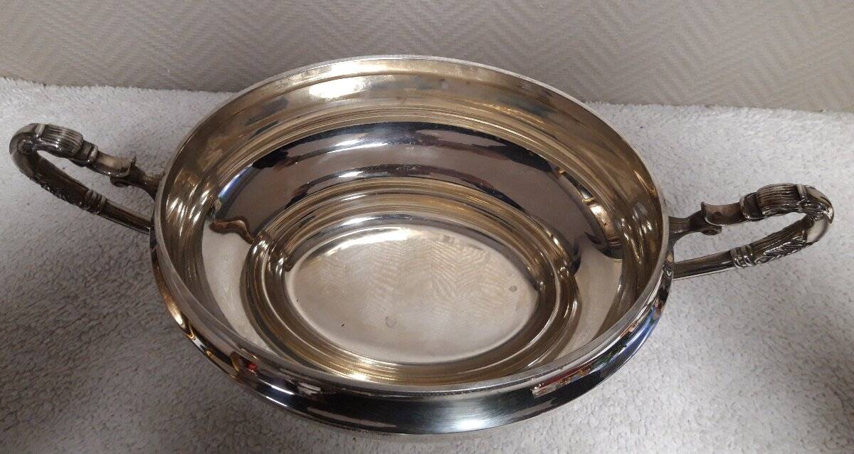 Antique silver-plated soup tureen – decorated handles – classic style