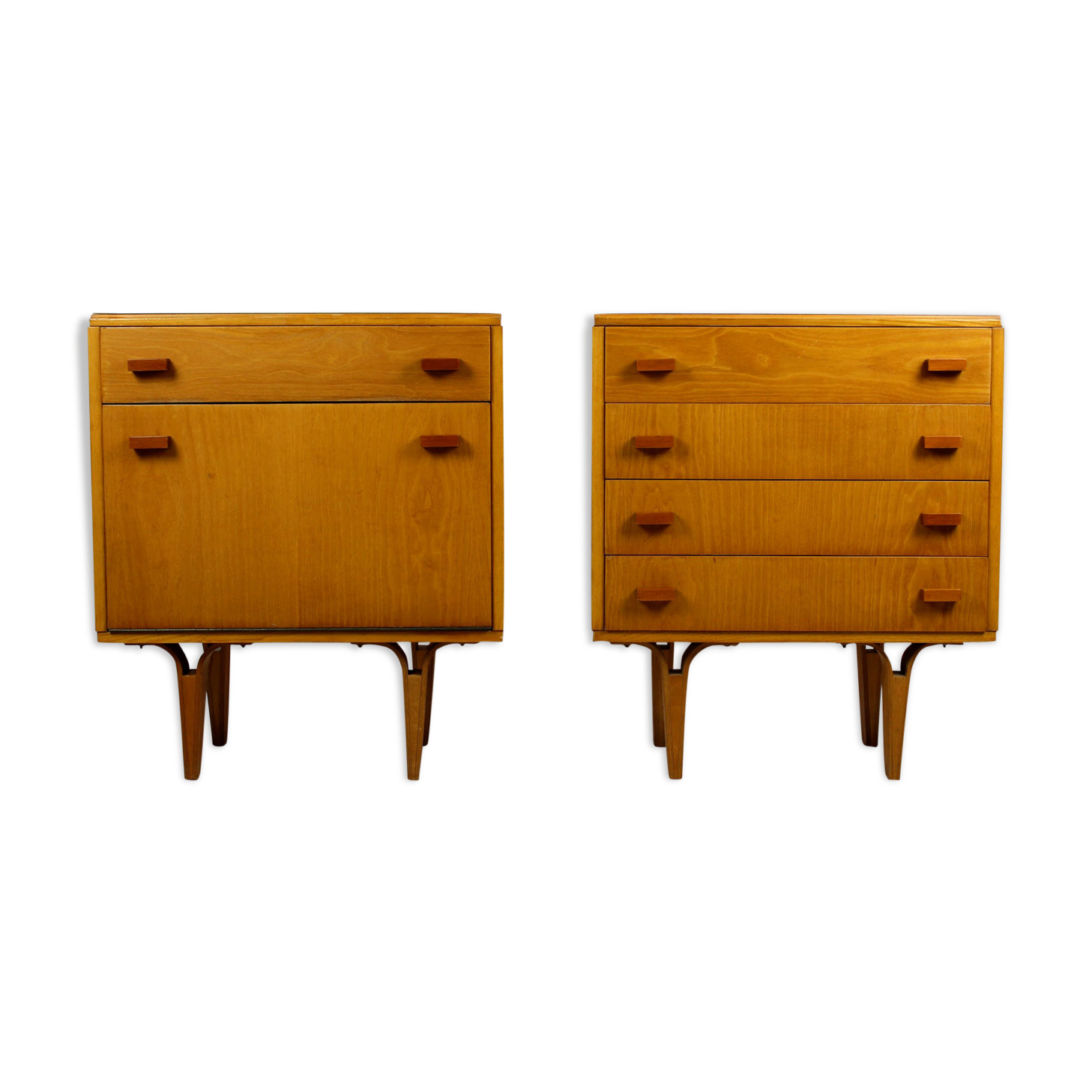 Set of 2 nightstands with glass tops from N. Domov, 1970s