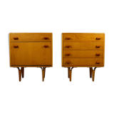 Set of 2 nightstands with glass tops from N. Domov, 1970s