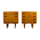 Set of 2 nightstands with glass tops from N. Domov, 1970s