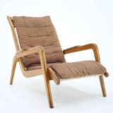 1960s Jan Vanek Very Rare Relaxing Oak Armchair, Czechoslovakia