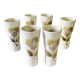 Large ceramic glasses, hand-painted flower pattern, beige/cream tones