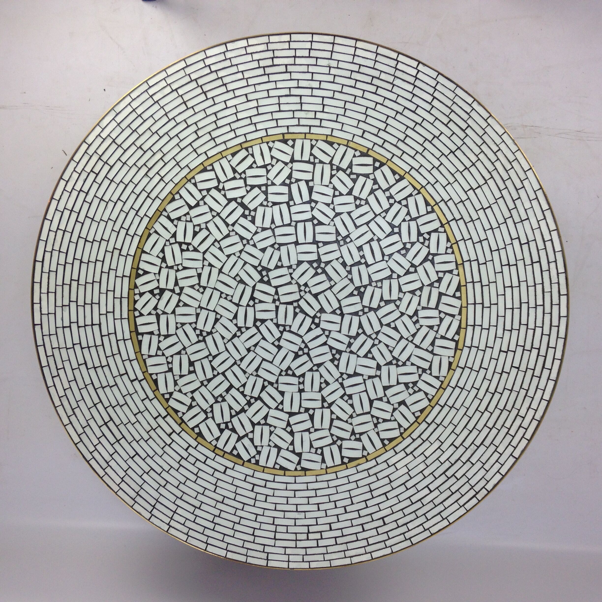Large Round Mosaic Coffee Table by Berthold Muller, 1950s