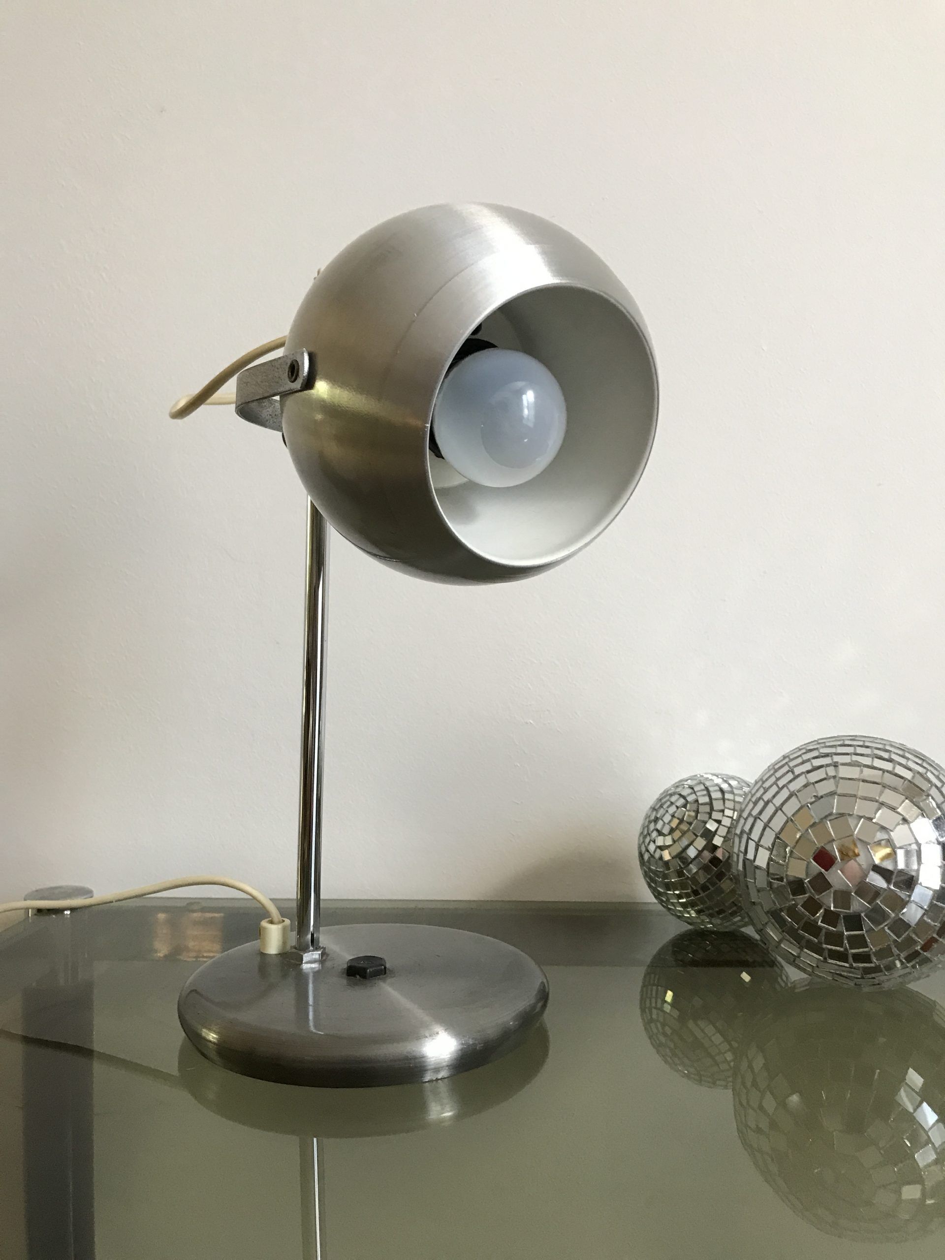 Vintage brushed metal eye ball desk lamp