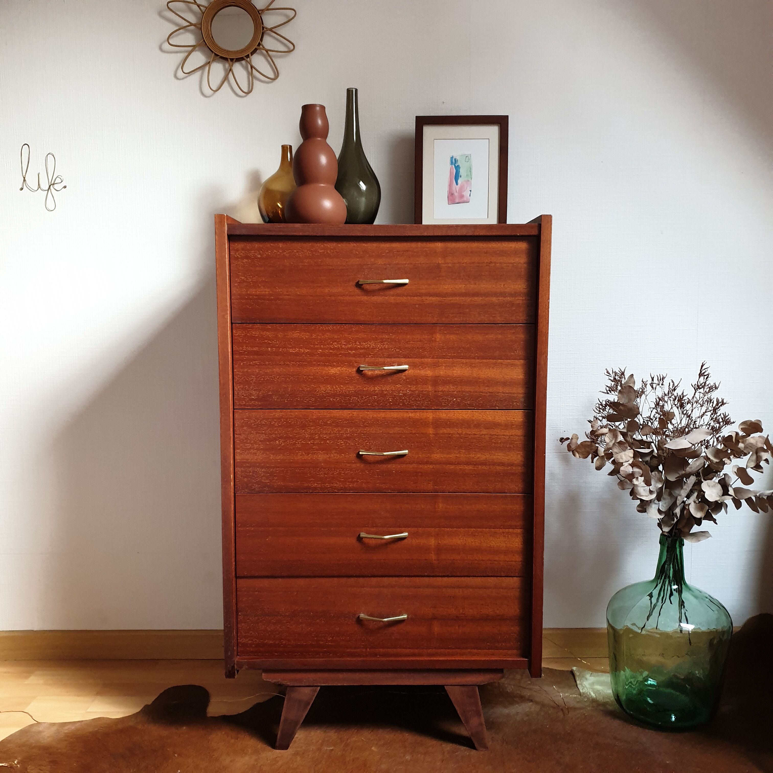 Chiffonier dresser vintage compass feet Scandinavian style