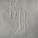 Drap ancien en coton et lin monogramme M B avec jour Venise