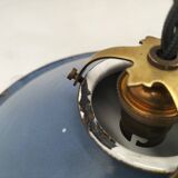 Pair of blue enameled sheet metal pendant lights