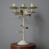 Retro Kitsch Painted Metal Candlestick Candelabra Candle Holder 5 Branches