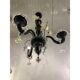 Black and Gold Murano-Style Venetian Glass Chandelier with Floral and Leaf Design