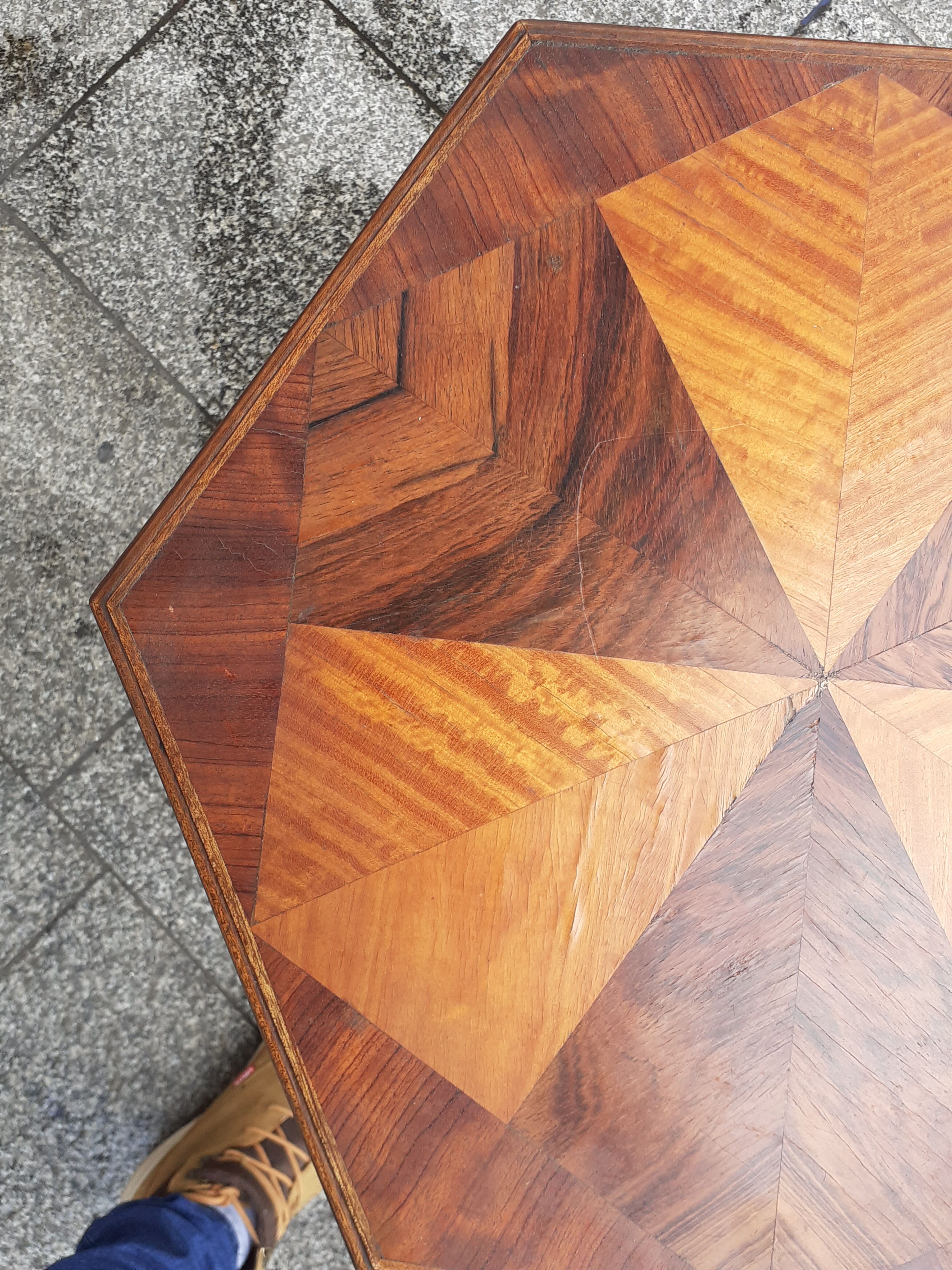 Gueridon old marquetry table old art deco vintage