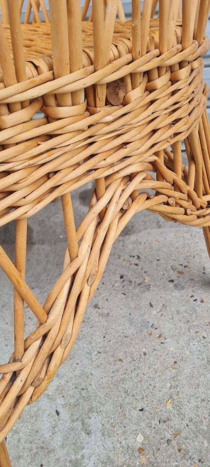 Fauteuil en rotin et osier vintage
