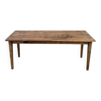 Table de ferme en pin, pieds fuseaux, années 50
