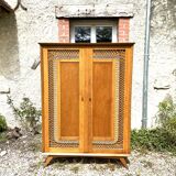 Parisian wardrobe in wood and rattan
