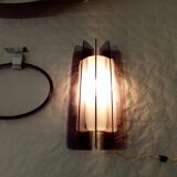 Set of plexiglass wall lights and mirror by Harvey Guzzini, 1970s