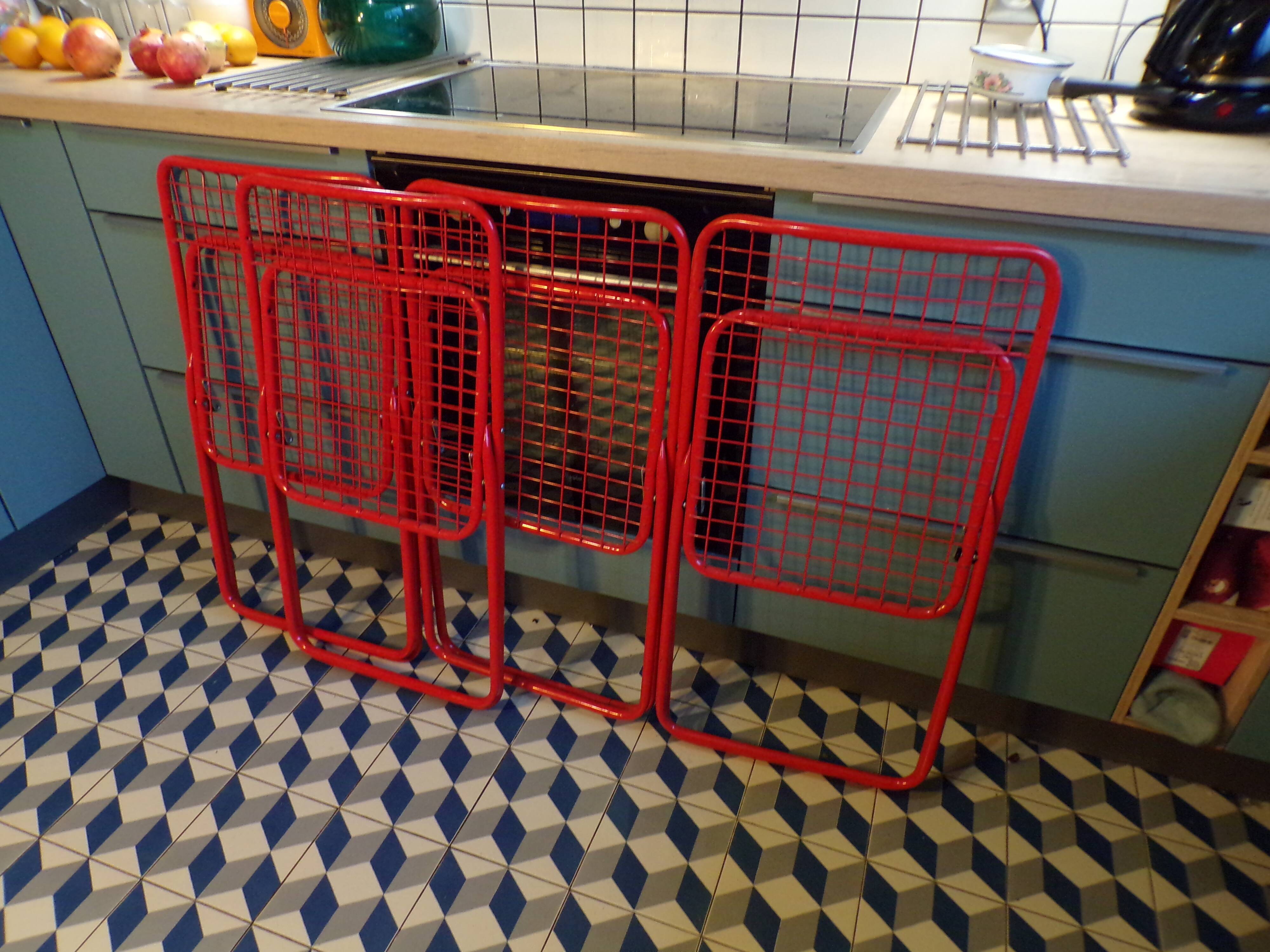 4 ted net mesh folding chairs by Niels Gammelgaard for ikea