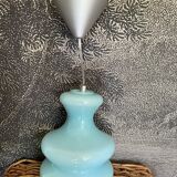 Vintage pendant lamp in blue opaline