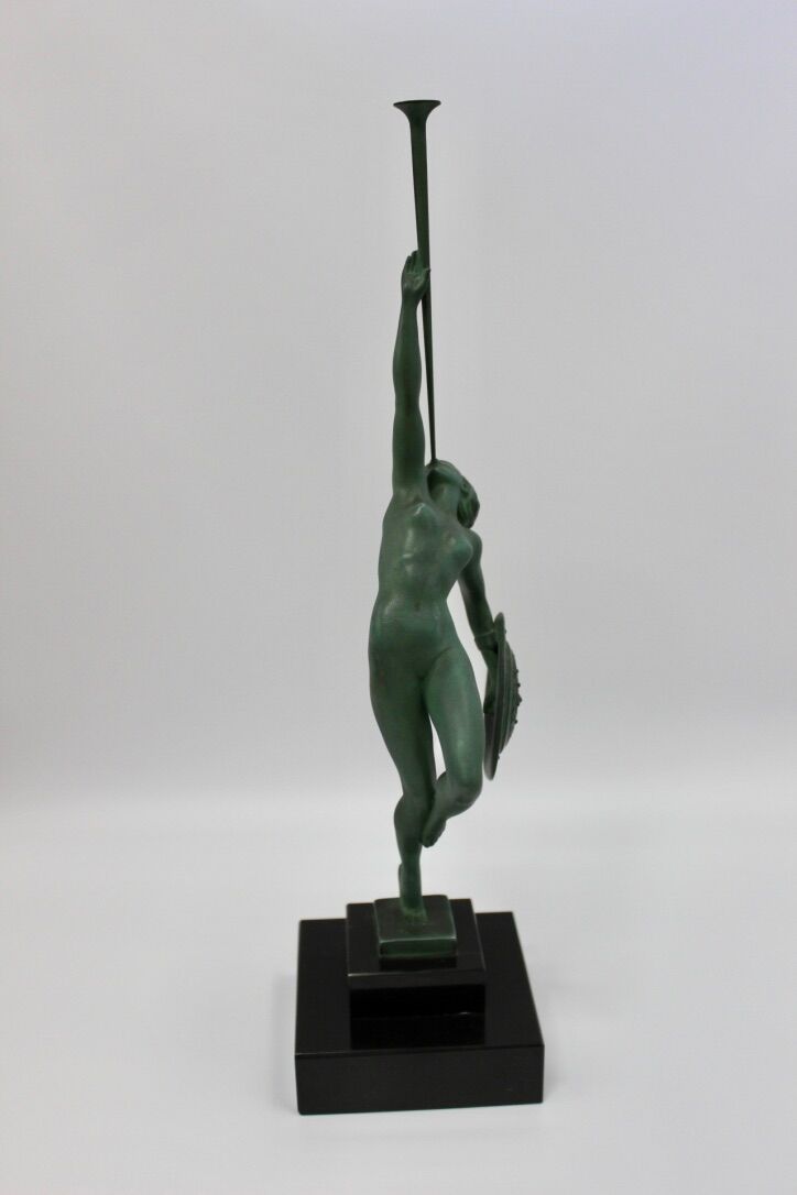 Art Deco Sculpture Trumpet Dancer "Jericho" By Guerbe