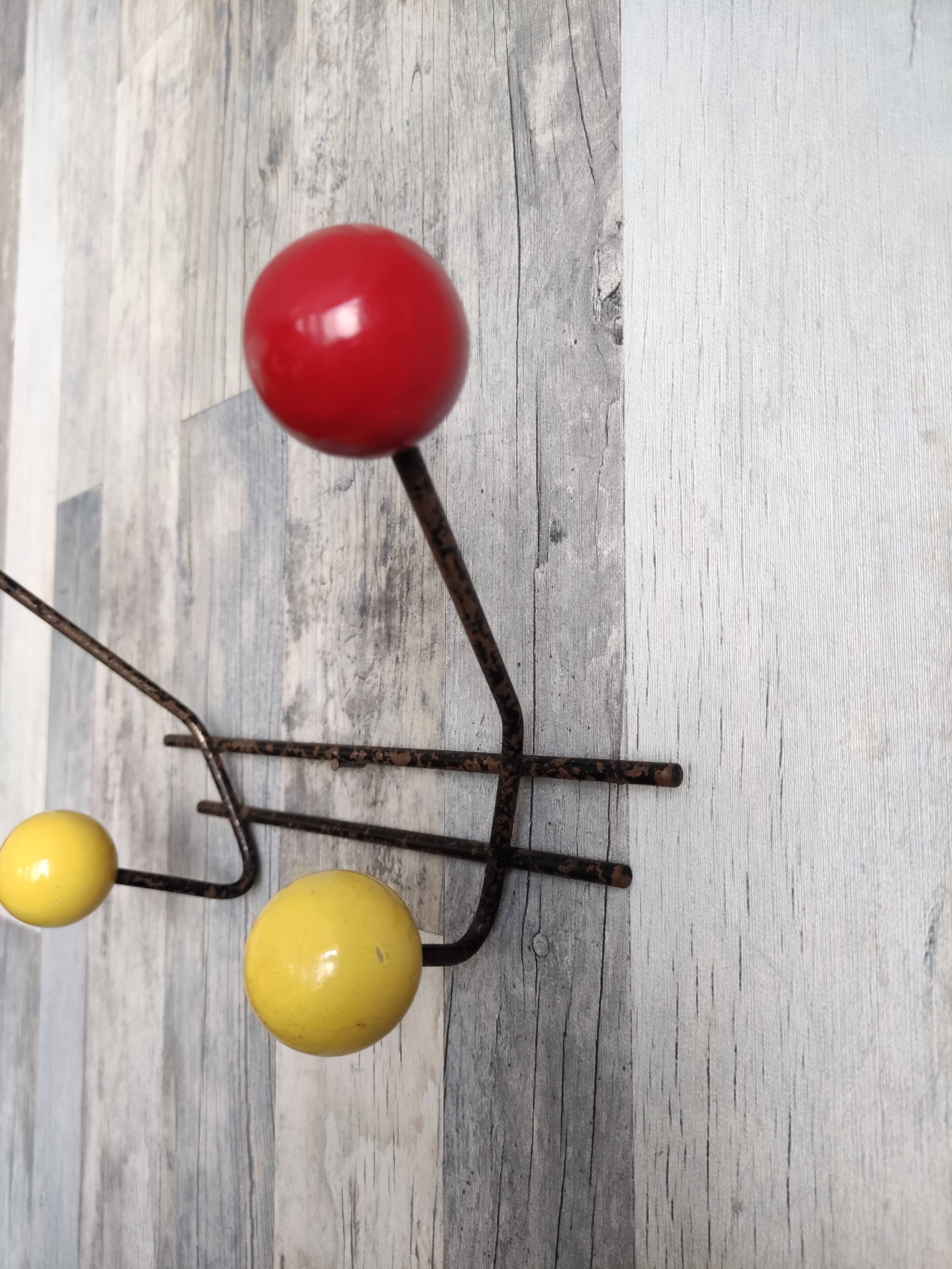 Vintage ball coat rack / colorful hook