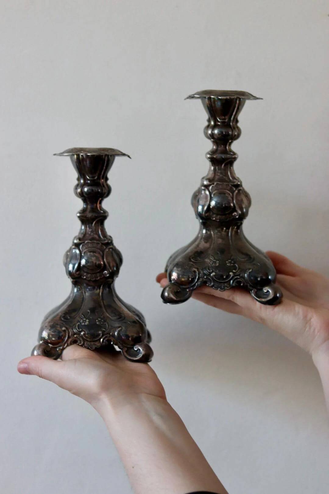 Pair of silver plated vintage candle holders by GAB Sweden