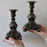 Pair of silver plated vintage candle holders by GAB Sweden