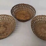 Set of 3 Vintage woven rattan baskets
