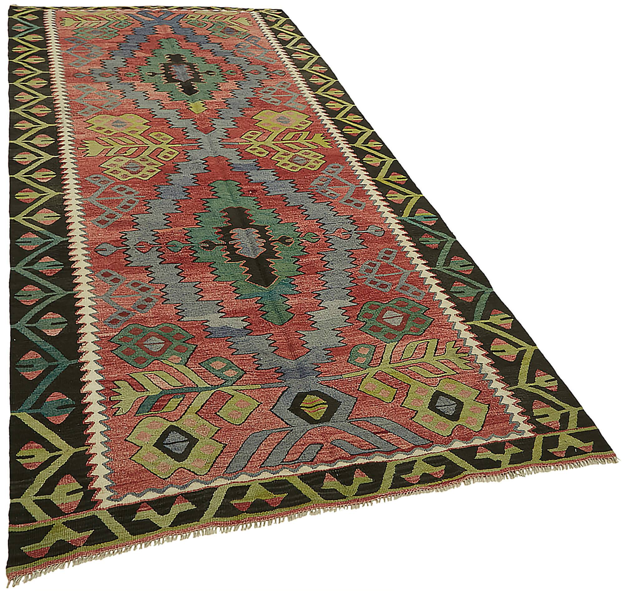 Turkish Handmade Vintage Anatolian Kilim 143 cm x 300 cm