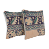 Set of two muted ecru carpet rug pillows