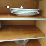 Small vintage piece of furniture with a shallow depth, re-enchanted in grey-green.