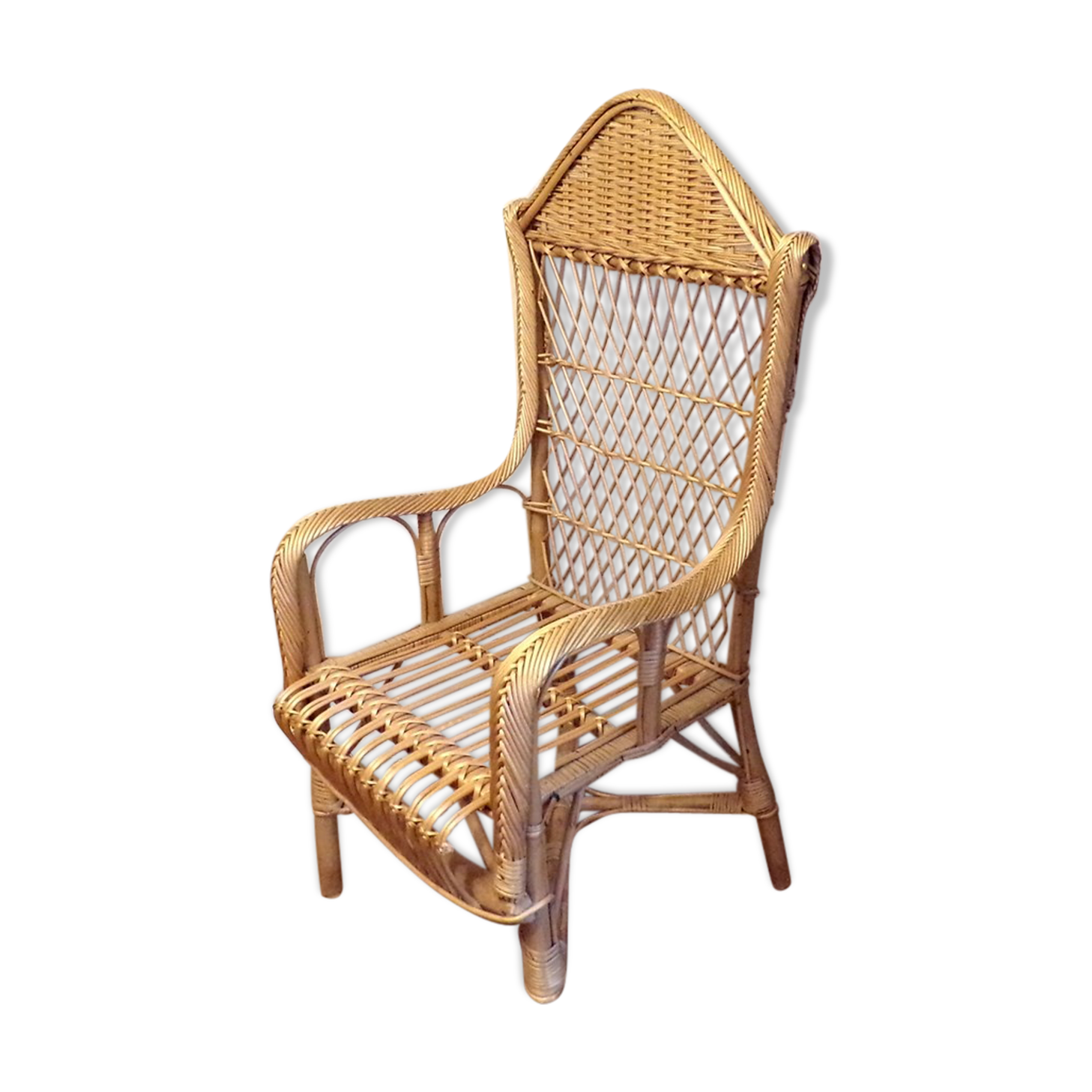 Vintage wicker rattan armchair