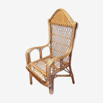 Vintage wicker rattan armchair