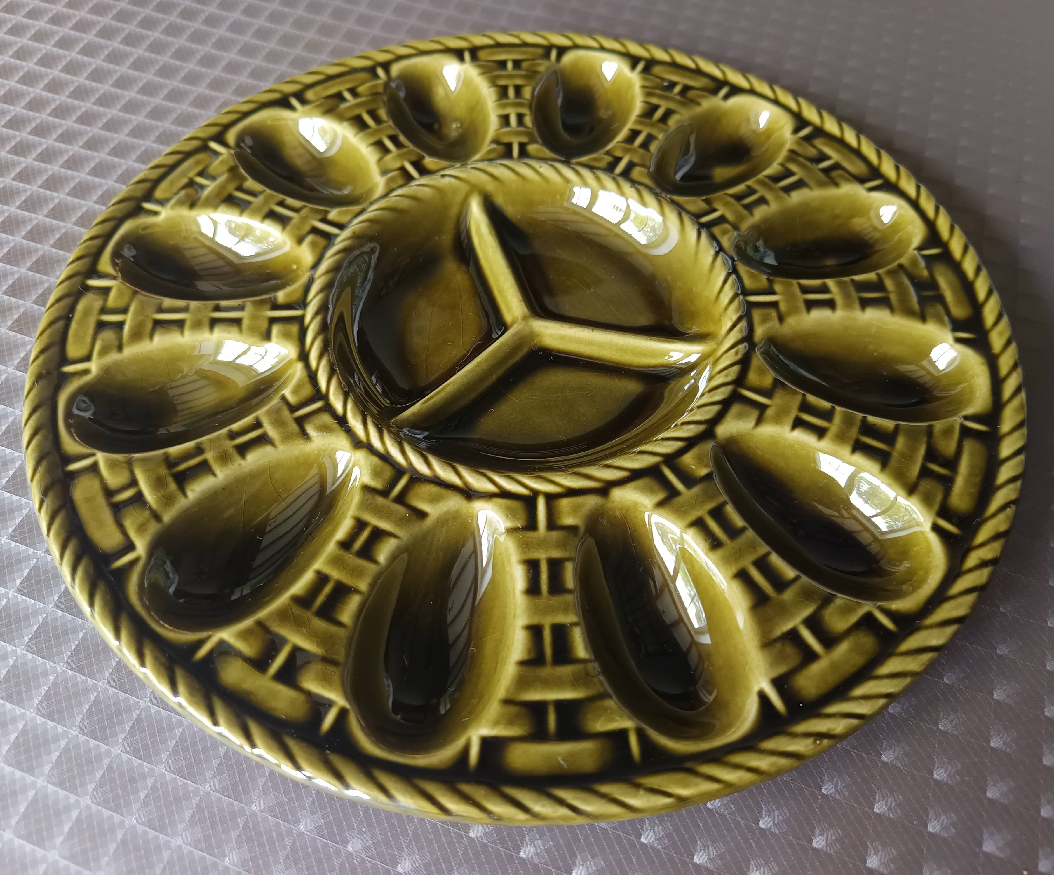 Vintage earthenware egg tray, Sacavém Portugal, 60s-70s