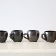 Set of 4 cups of sandstone, handmade pottery, vintage, 1980