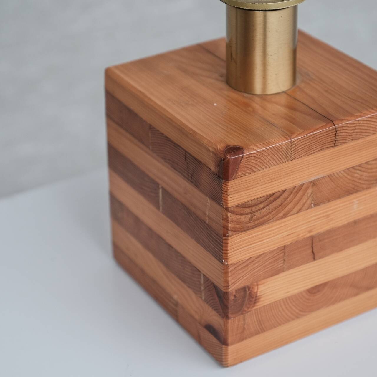 Pine Mid-Century Square Italian Mid-Century Table Lamp