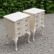 Pair of renovated antique bedside tables – Ivory from Orfèvres Libéron – 3 drawers