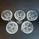 Descriptif pour lot de 5 grands verres à pied Cristal d’Arques – Modèle Cas