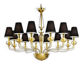 Chandelier en verre de Murano moderne et minimaliste avec accents en feuille d'or