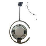 Chrome and smoked glass pendant light, 1970s