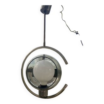 Suspension en chrome et verre fumé, années 1970