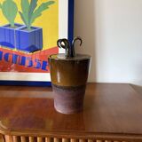 Mid-century Modern style brown artistic ceramic vase, Gabriele Bucci Italy