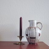 White vintage vase or pitcher with brown lines