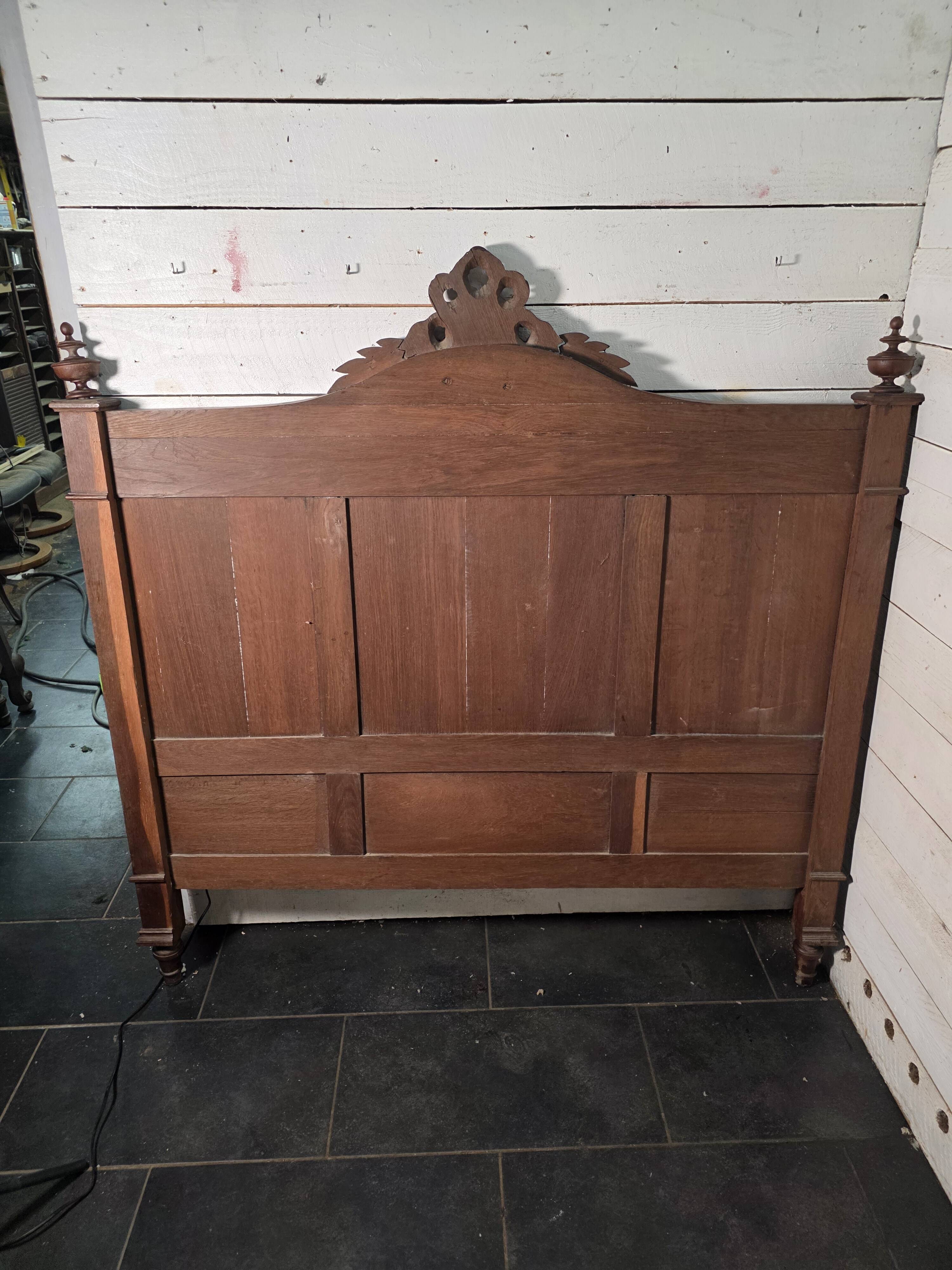 Antique solid oak headboard